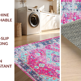 Ultra Soft Area Rug, Non Slip, Stain Resistant, Washable Area Rugs for Living Room, Bedroom, Elegant Abstract Symmetrical Design(Pink)