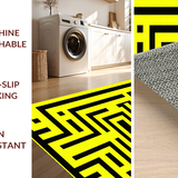 Ultra Soft Area Rug, Non Slip, Stain Resistant, Washable Area Rugs for Living Room, Bedroom, Dynamic Black and White Geometric Illusion(Yellow)