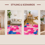 Ultra Soft Area Rug, Non Slip, Stain Resistant, Washable Area Rugs for Living Room, Bedroom, Dynamic Colorful Linear Motif(Pink)