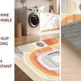 Ultra Soft Area Rug, Non Slip, Stain Resistant, Washable Area Rugs for Living Room, Bedroom, Elegant Soft Pastel Geometry(Orange)