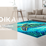 Ultra Soft Area Rug, Non Slip, Stain Resistant, Washable Area Rugs for Living Room, Bedroom, Serene Marine Life Composition(Blue)