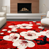 Ultra Soft Area Rug, Non Slip, Stain Resistant, Washable Area Rugs for Living Room, Bedroom, Luxurious Asian Inspired Decor(Red)