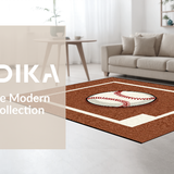 Ultra Soft Area Rug, Non Slip, Stain Resistant, Washable Area Rugs for Living Room, Bedroom, Rustic Vintage Baseball Motif(Brown)