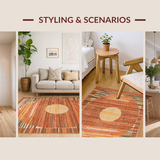 Ultra Soft Area Rug, Non Slip, Stain Resistant, Washable Area Rugs for Living Room, Bedroom, Vibrant Abstract Natural Elements(Orange)