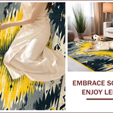 Ultra Soft Area Rug, Non Slip, Stain Resistant, Washable Area Rugs for Living Room, Bedroom, Vintage Tribal Grey and Yellow Living Room Rug(Black)