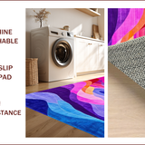 Ultra Soft Area Rug, Non Slip, Stain Resistant, Washable Area Rugs for Living Room, Bedroom, Playful Rainbow Swirl Aesthetic(Orange)