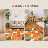 Ultra Soft Area Rug, Non Slip, Stain Resistant, Washable Area Rugs for Living Room, Bedroom, Luxurious Fluid Organic Design(Orange)