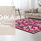 Ultra Soft Area Rug, Non Slip, Stain Resistant, Washable Area Rugs for Living Room, Bedroom, Whimsical Daisy Patterned Design(Pink)