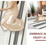 Ultra Soft Area Rug, Non Slip, Stain Resistant, Washable Area Rugs for Living Room, Bedroom, Trendy Striped Organic Visual Harmony(White)