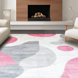 Ultra Soft Area Rug, Non Slip, Stain Resistant, Washable Area Rugs for Living Room, Bedroom, Contemporary Pastel Color Block Design(White)