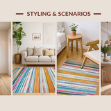 Ultra Soft Area Rug, Non Slip, Stain Resistant, Washable Area Rugs for Living Room, Bedroom, Dynamic Contemporary Woven Stripe Motif(Yellow)
