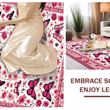 Ultra Soft Area Rug, Non Slip, Stain Resistant, Washable Area Rugs for Living Room, Bedroom, Vibrant Tropical Butterfly Pattern(Pink)
