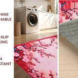 Ultra Soft Area Rug, Non Slip, Stain Resistant, Washable Area Rugs for Living Room, Bedroom, Rustic Nature-Inspired Floral Touch(Red)