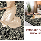 Ultra Soft Area Rug, Non Slip, Stain Resistant, Washable Area Rugs for Living Room, Bedroom, Eclectic Earthy Geometric Fusion(Black)