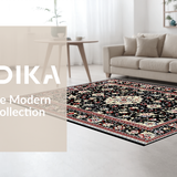Ultra Soft Area Rug, Non Slip, Stain Resistant, Washable Area Rugs for Living Room, Bedroom, Refined Traditional Lattice Design Style(Black)