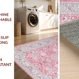 Ultra Soft Area Rug, Non Slip, Stain Resistant, Washable Area Rugs for Living Room, Bedroom, Vibrant Ottoman-inspired Geometric Design(Pink)