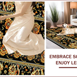 Ultra Soft Area Rug, Non Slip, Stain Resistant, Washable Area Rugs for Living Room, Bedroom, Paisley Floral Washable(Black)