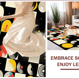 Ultra Soft Area Rug, Non Slip, Stain Resistant, Washable Area Rugs for Living Room, Bedroom, Retro Monochrome Circular Pattern(Black)