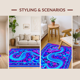 Ultra Soft Area Rug, Non Slip, Stain Resistant, Washable Area Rugs for Living Room, Bedroom, Vibrant Colorful Mythical Design(Blue)