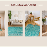 Ultra Soft Area Rug, Non Slip, Stain Resistant, Washable Area Rugs for Living Room, Bedroom, Vibrant Abstract Tiled Arrangement(Blue)