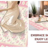 Ultra Soft Area Rug, Non Slip, Stain Resistant, Washable Area Rugs for Living Room, Bedroom, Serene Light Pink Daisy Theme(Ivory)