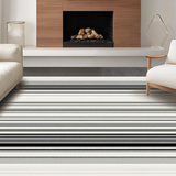 Ultra Soft Area Rug, Non Slip, Stain Resistant, Washable Area Rugs for Living Room, Bedroom, Artisanal Woven Linear Pattern Rug with Chic Monochrome Stripes(Black)