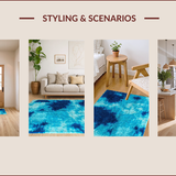 Ultra Soft Area Rug, Non Slip, Stain Resistant, Washable Area Rugs for Living Room, Bedroom, Tie-Dyed Dark Blue Shag Rug for Modern Living Rooms(Blue)