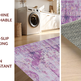 Ultra Soft Area Rug, Non Slip, Stain Resistant, Washable Area Rugs for Living Room, Bedroom, Elegant Lattice Design Flourish(Purple)