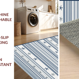 Ultra Soft Area Rug, Non Slip, Stain Resistant, Washable Area Rugs for Living Room, Bedroom, Rustic Marine Inspired Striped Charm(Blue)