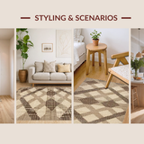 Ultra Soft Area Rug, Non Slip, Stain Resistant, Washable Area Rugs for Living Room, Bedroom, Stylish Jute Diamond Motif(Beige)