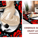 Ultra Soft Area Rug, Non Slip, Stain Resistant, Washable Area Rugs for Living Room, Bedroom, Striking Dark Floral Aesthetic(Red)