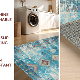 Ultra Soft Area Rug, Non Slip, Stain Resistant, Washable Area Rugs for Living Room, Bedroom, Rustic Geometric Earthy Tones(Blue)
