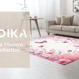 Ultra Soft Area Rug, Non Slip, Stain Resistant, Washable Area Rugs for Living Room, Bedroom, Charming Whimsical Butterfly Motif(Pink)
