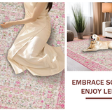 Ultra Soft Area Rug, Non Slip, Stain Resistant, Washable Area Rugs for Living Room, Bedroom, Scalloped Edge Bow Room Carpet Charming Pink(Pink)
