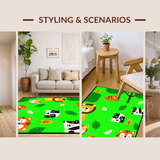 Ultra Soft Area Rug, Non Slip, Stain Resistant, Washable Area Rugs for Living Room, Bedroom, Enchanting Forest Animal Landscape(Green)