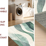 Ultra Soft Area Rug, Non Slip, Stain Resistant, Washable Area Rugs for Living Room, Bedroom, Rustic Wave Textured Circular Piece(Green)