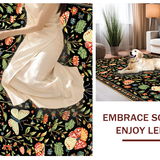 Ultra Soft Area Rug, Non Slip, Stain Resistant, Washable Area Rugs for Living Room, Bedroom, Vibrant Eclectic Nature Patterns(Black)