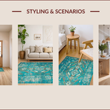 Ultra Soft Area Rug, Non Slip, Stain Resistant, Washable Area Rugs for Living Room, Bedroom, Rustic Vibrant Tribal Aesthetic(Blue)