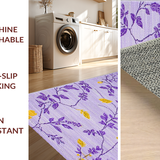 Ultra Soft Area Rug, Non Slip, Stain Resistant, Washable Area Rugs for Living Room, Bedroom, Rustic Floral Patterned Welcome Mat(Purple)
