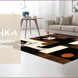 Ultra Soft Area Rug, Non Slip, Stain Resistant, Washable Area Rugs for Living Room, Bedroom, Vivid Whimsical Cat Illustration(Black)