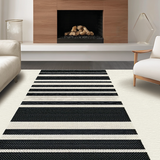 Ultra Soft Area Rug, Non Slip, Stain Resistant, Washable Area Rugs for Living Room, Bedroom, Earthy Toned Striped Adventure(Beige)