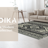 Ultra Soft Area Rug, Non Slip, Stain Resistant, Washable Area Rugs for Living Room, Bedroom, Vibrant Geometric Folk Art(Black)