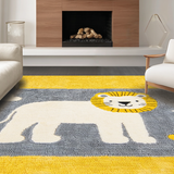 Ultra Soft Area Rug, Non Slip, Stain Resistant, Washable Area Rugs for Living Room, Bedroom, Engaging Round Safari Decor(Yellow)