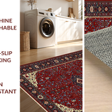 Ultra Soft Area Rug, Non Slip, Stain Resistant, Washable Area Rugs for Living Room, Bedroom, Luxurious Deep Red Tiled Pattern(Red)