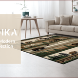 Ultra Soft Area Rug, Non Slip, Stain Resistant, Washable Area Rugs for Living Room, Bedroom, Rustic Earthy Wildlife Motif(Brown)