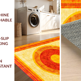Ultra Soft Area Rug, Non Slip, Stain Resistant, Washable Area Rugs for Living Room, Bedroom, Vibrant Rainbow Geometric Composition(Gold)