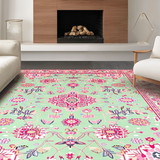 Ultra Soft Area Rug, Non Slip, Stain Resistant, Washable Area Rugs for Living Room, Bedroom, Trendy Modern Medallion Style(Pink)