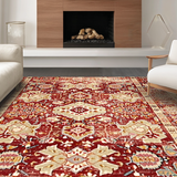 Ultra Soft Area Rug, Non Slip, Stain Resistant, Washable Area Rugs for Living Room, Bedroom, Sophisticated Vintage Floral Aesthetic(Red)