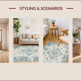Ultra Soft Area Rug, Non Slip, Stain Resistant, Washable Area Rugs for Living Room, Bedroom, Rustic Light Grey Tiled Design(Beige)