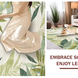 Ultra Soft Area Rug, Non Slip, Stain Resistant, Washable Area Rugs for Living Room, Bedroom, Sage Green Tropical Aesthetic(Beige)
